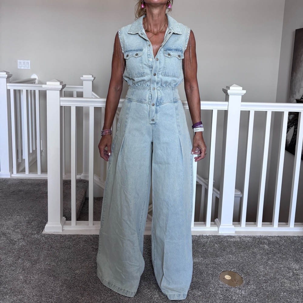 Boutique denim jumpsuit, size S, new